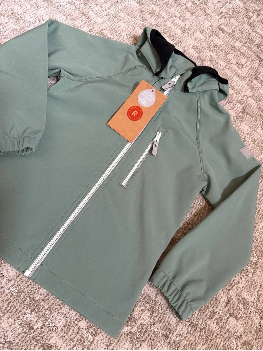 Reima Kids' Green Vantti Soft Shell Fleece-Lined Waterproof Jacket—5Y